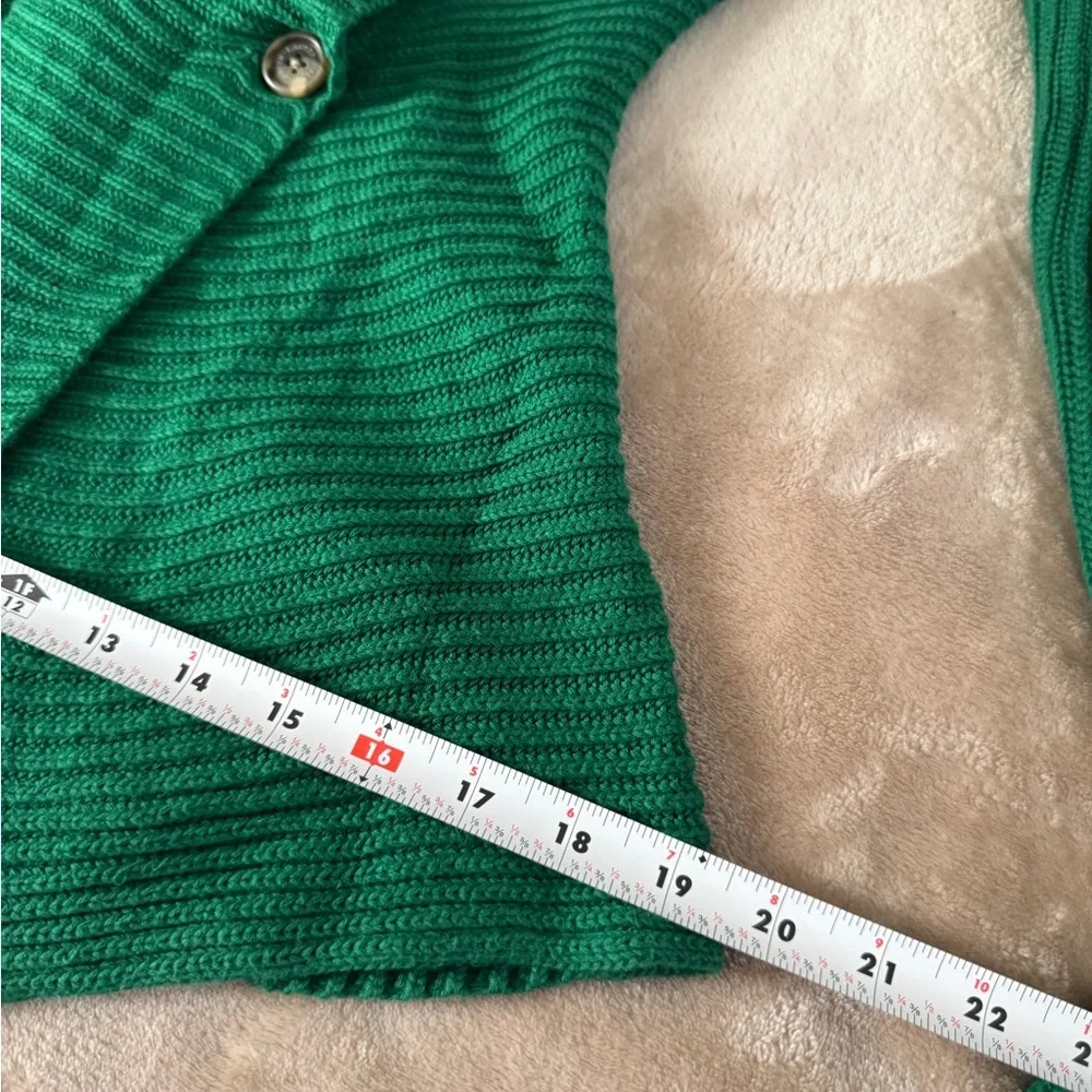 Lauren Ralph Lauren Green Ribbed Wrap Cardigan Sweater Petite Small - Picture 6 of 10